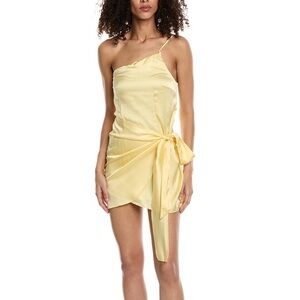NWT AIDEN YELLOW ONE SHOULDER WRAP MINI DRESS